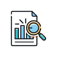 Data analysis with magnifying glass on financial report vector