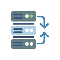 Data server icon with arrows on black background vector