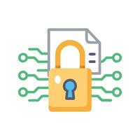 Cybersecurity Secure document icon with lock and circuit vector