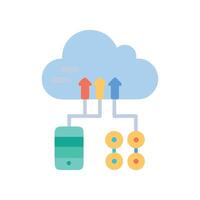 Cloud computing network with mobile and server connections vector