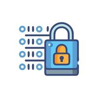 Digital security padlock with binary code illustration vector