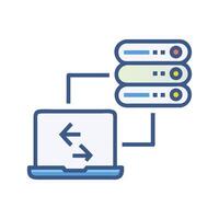Data Transfer Laptop Connected to Servers and Networks vector