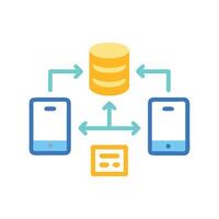 Mobile app data management with server database illustration vector