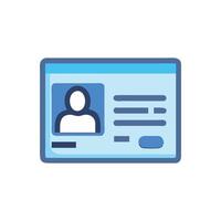 Blue Identification Card Icon For Web And Design vector