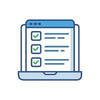 Checklist on laptop Illustration of task completion, digital form vector