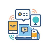 Connected devices and internet communication illustration design vector