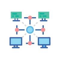 Computer network diagram with server and client computers vector