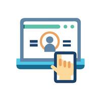 App and laptop connection, internet website concept, mobile screen vector