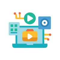 Modern Laptop with Multimedia and Editing Interface Elements vector
