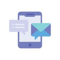 Smartphone message notification, mobile chatting, communication, and messaging vector