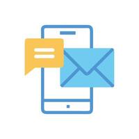 Mobile communication with chat message and email envelope icon vector