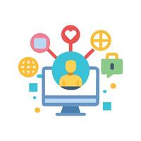 Online Social Network User on Desktop Computer Icon vector