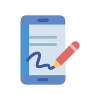 Digital signature on smartphone with stylus illustration vector
