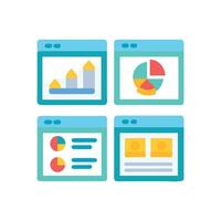 Data visualization in web browsers icons illustration design vector