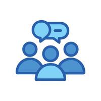 Blue team communication, group discussion, brainstorming, teamwork vector