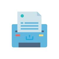 Blue Printer Icon with Document Output on Black vector