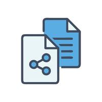 Document sharing icon on black background, file transfer concept vector