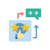 Customer review and rating with arrows indicating feedback vector