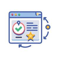 Website Optimization Loop Checkmark, Star, and Feedback Cycle vector