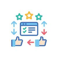 Feedback Loop Web Page, Ratings, Thumbs Up, and Arrows vector