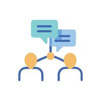 Two people communicating with speech bubbles, network concept vector