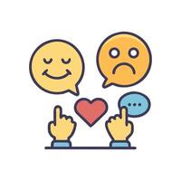 Feedback loop Happy and sad reactions interaction online vector