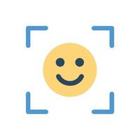 Smiling face detection icon for positive emotion analysis vector