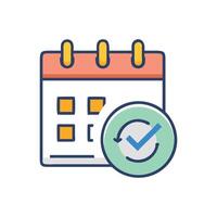 Calendar icon with check mark showing task complete vector