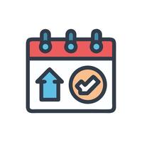 Appointment schedule icon with arrow and checkmark on calendar vector