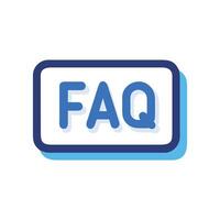 FAQ sign, blue text in rounded rectangle frame vector