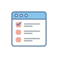 Checklist in a browser window on black background vector