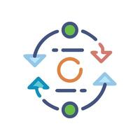 Circular process diagram with arrows and connection points vector