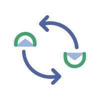 Email exchange concept Two envelopes with circular arrows vector