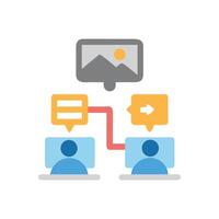 Two Computers Sharing Content via Cloud, Flat Design vector