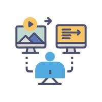 Content Transfer between Computers with Person on Black vector
