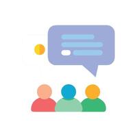 People with speech bubbles, teamwork and collaboration icon vector