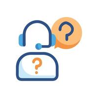 Customer Support Agent with Question Mark in Speech Bubble vector