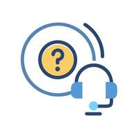 Customer support with headset and question mark icon vector