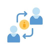 People exchanging data, information, knowledge, or feedback icon vector