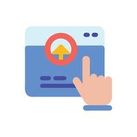 Upload process on web application with hand interaction vector