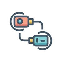 Data synchronization icon illustrating connection and data transfer vector