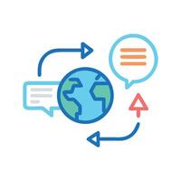 Global Communication, Globe, Worldwide Message, Connection, and Conversation vector