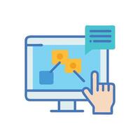 Diagram on computer screen with a finger pointing vector