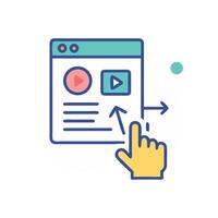 Digital media player with pointer hand on interface vector