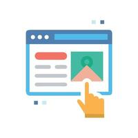 Website interaction icon with hand cursor clicking image vector