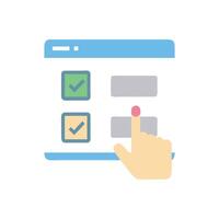 Online Survey Completion with Hand and Checkmarks Illustration vector