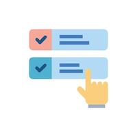 Online survey choices with finger interaction, black background vector