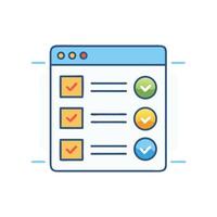 Checklist Webpage Illustration of tasks being completed online vector