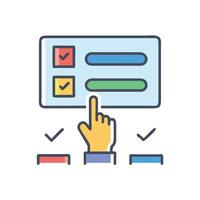 Online form with checkboxes and button click concept vector