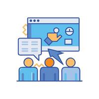 Webinar Meeting with Online Presentation and Teamwork vector